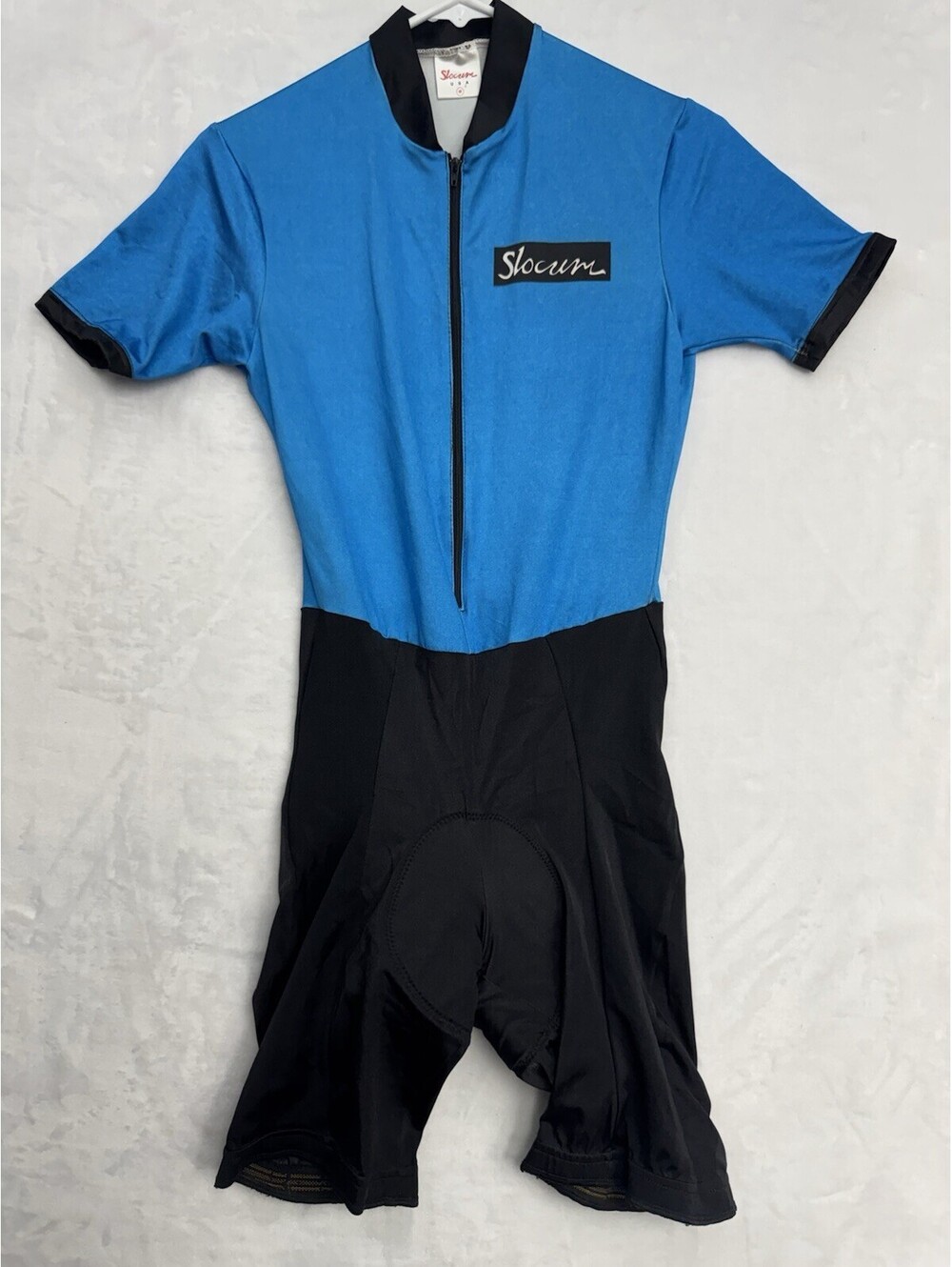 Slocum USA Vintage Cycling Padded One Piece Blue/Black Size M Y2K Retro